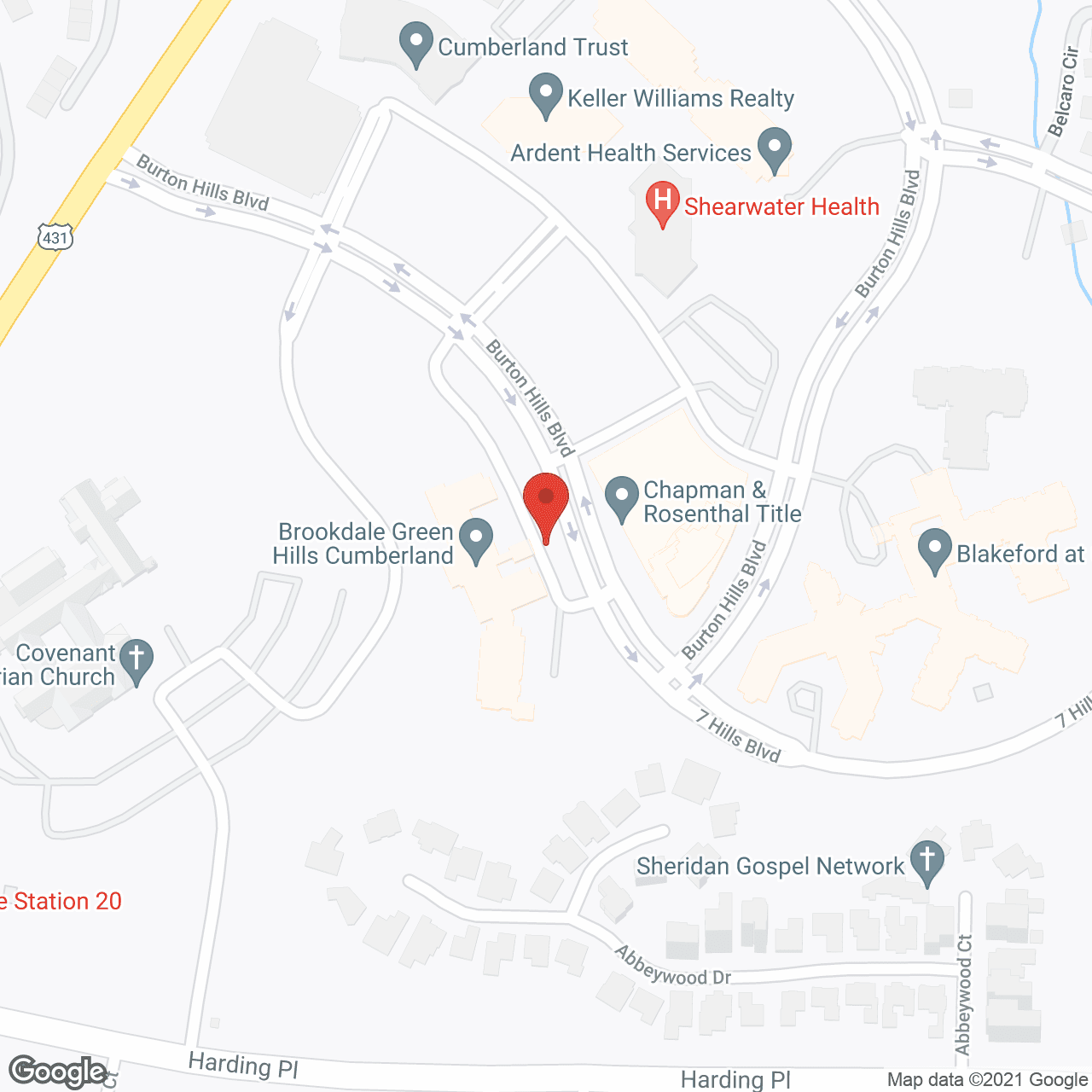 Brookdale Green Hills Cumberland in google map